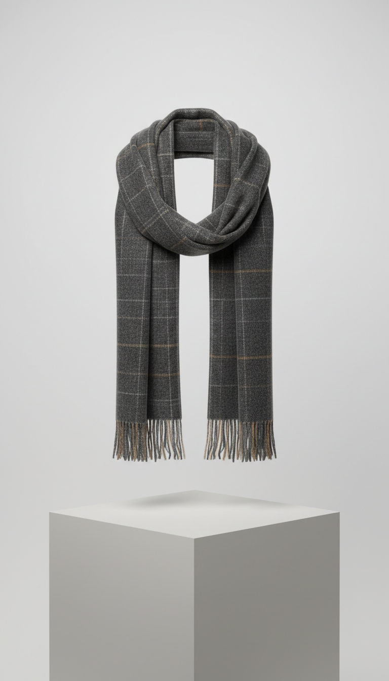 Cashmere ribbed winter scarf